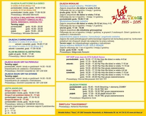 Ośrodek Kultury Tkacz zaprasza do