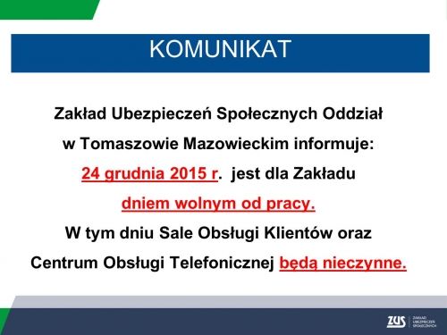 Komunikat ZUS