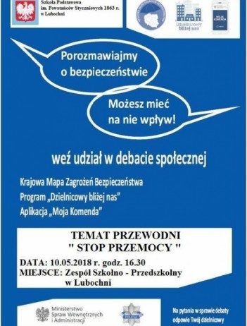 Zapraszamy na debatę społeczną „Stop przemocy”