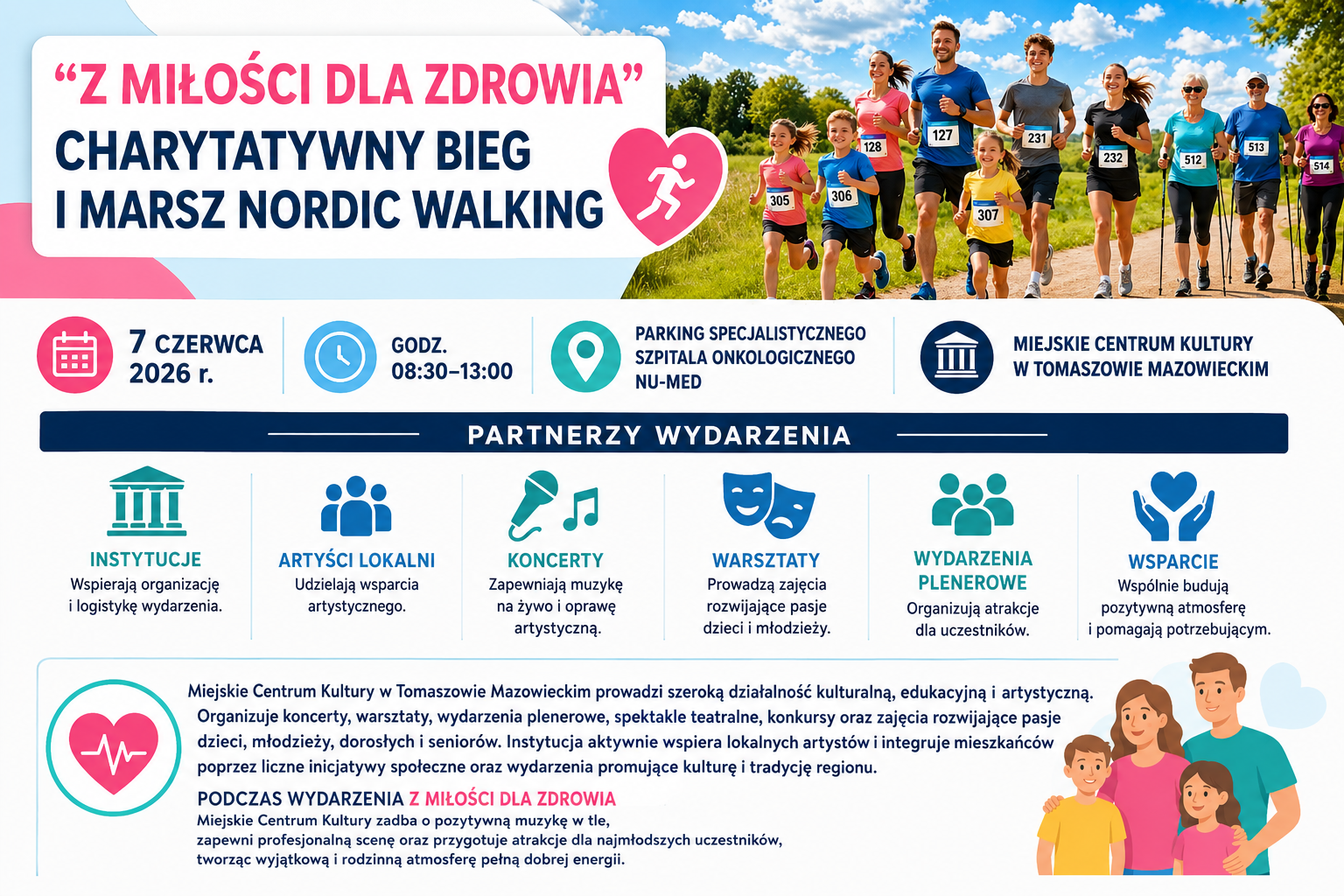 „Z Miłości dla Zdrowia” Charytatywny Bieg i Marsz Nordic Walking